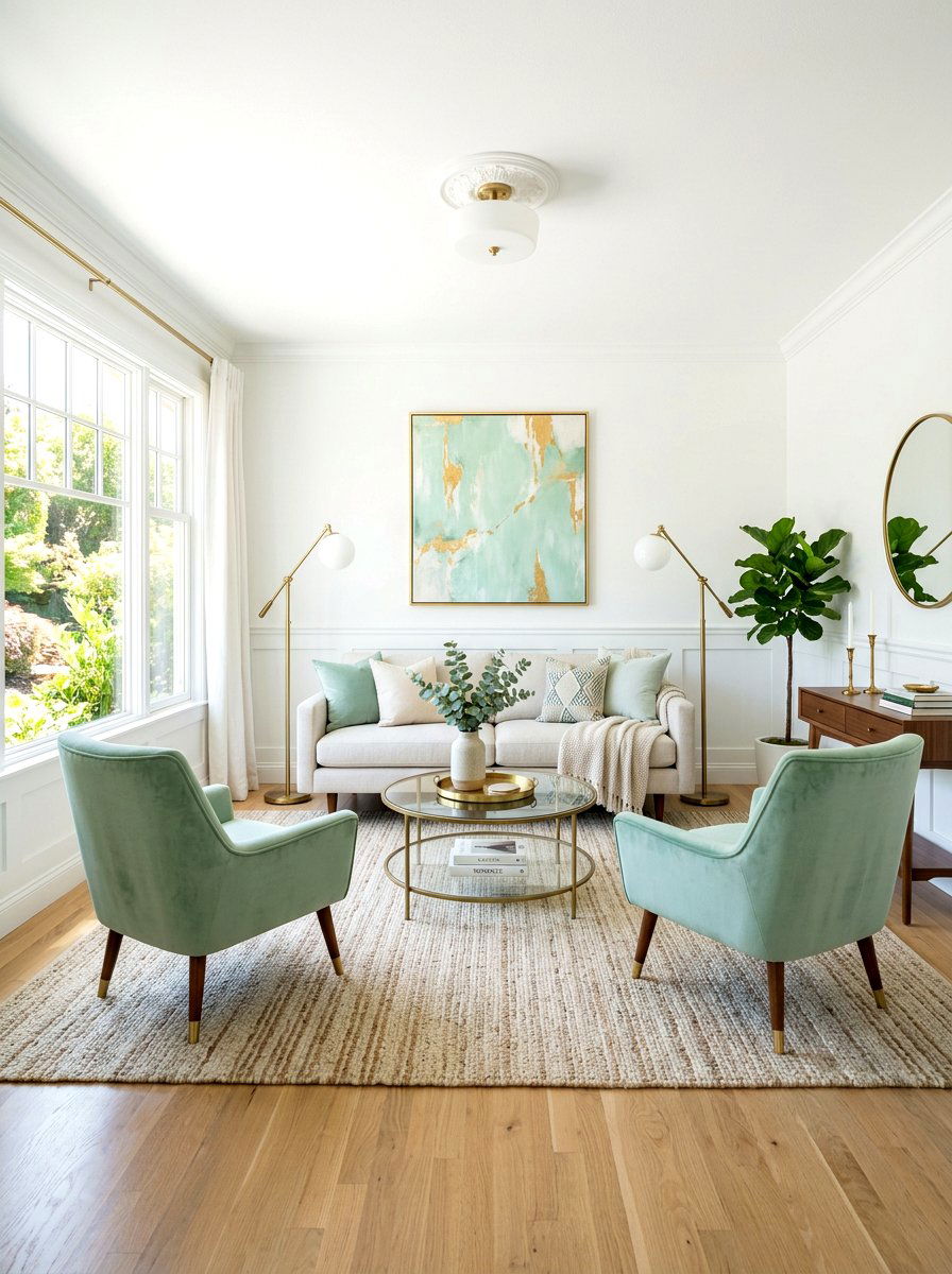Mint green living room - 30 soft spring living room ideas