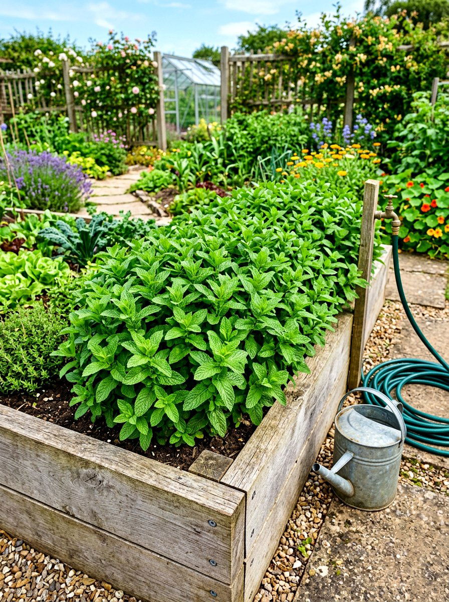 Mint herb patch - 30 fragrance garden backyard ideas