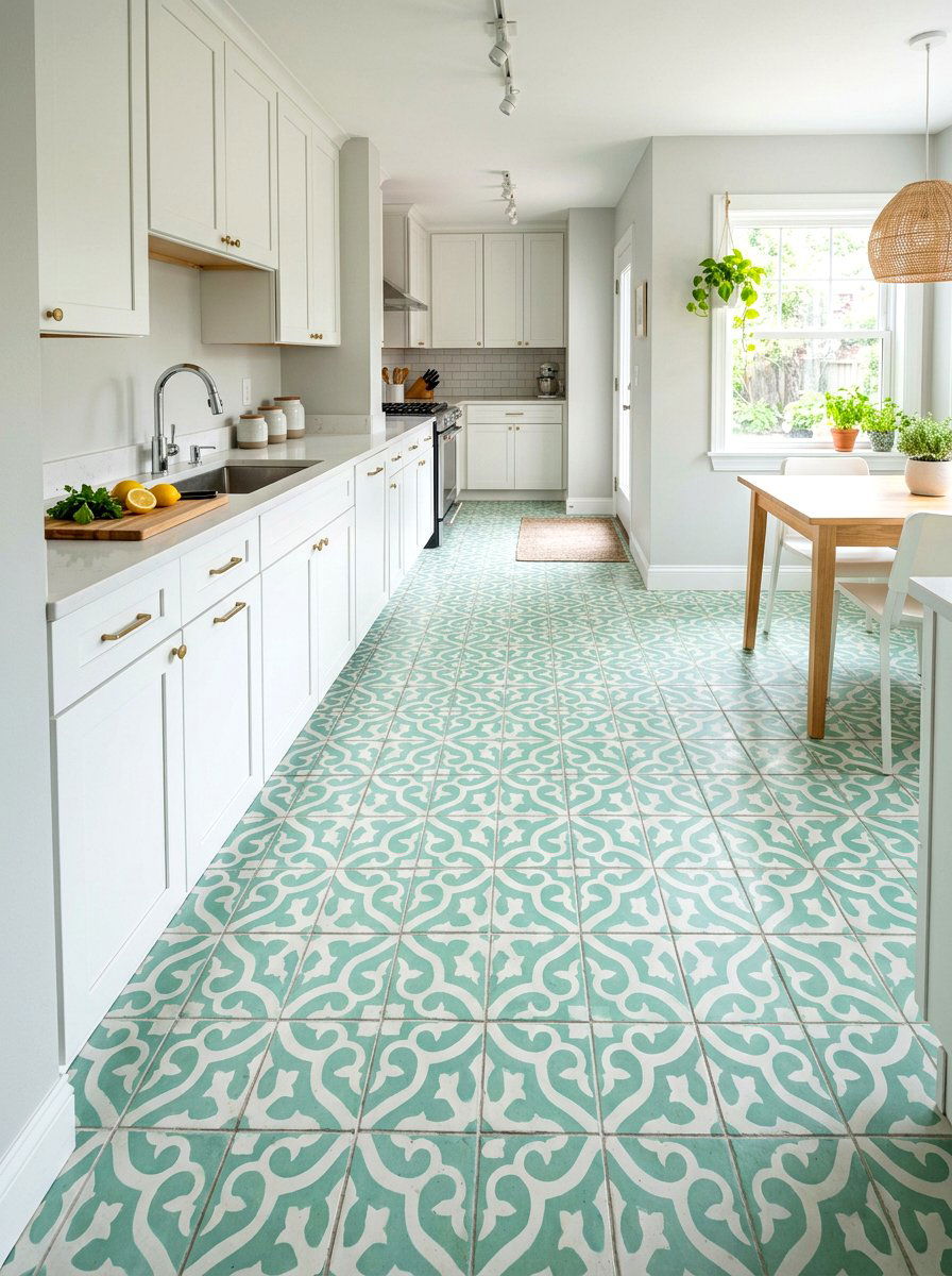 Mint kitchen floor tiles - 30 mint kitchen ideas
