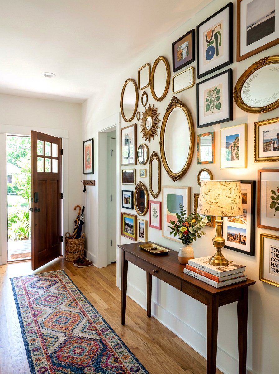 Mirror And Frame Mix Wall - 30 eclectic frame wall ideas