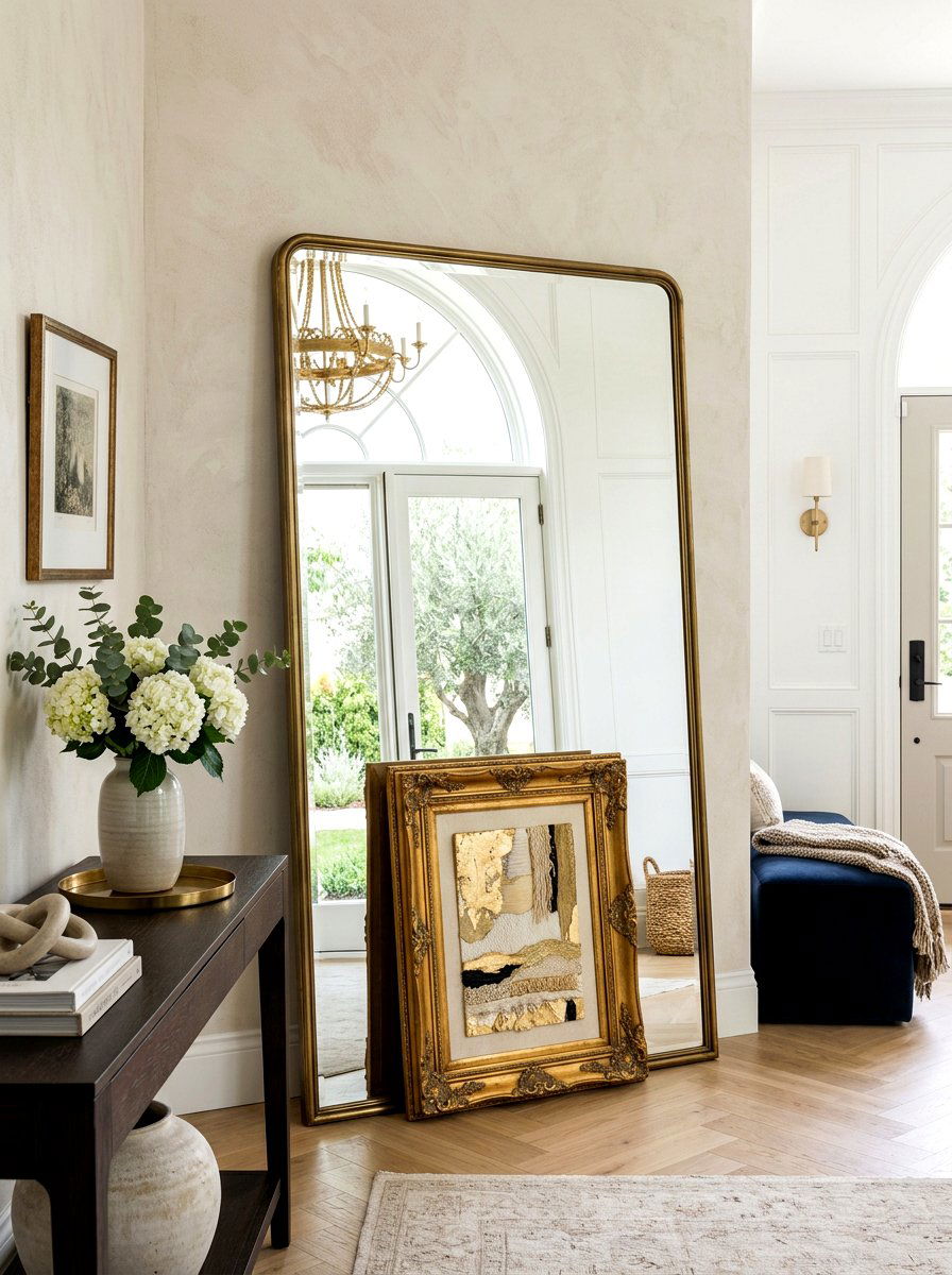Mirror Art Layering - 30 leaning art wall ideas