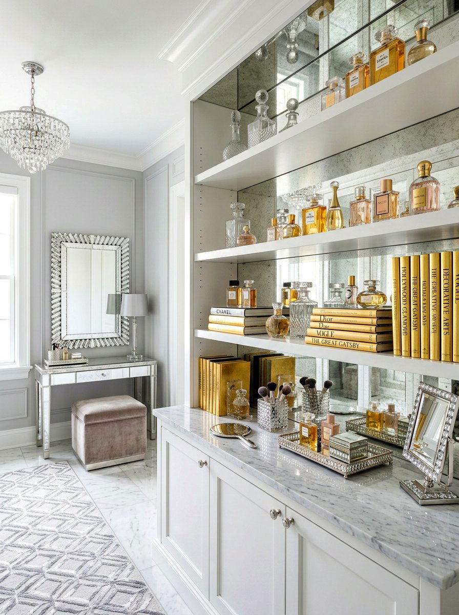 Mirror Backed Bookcase - 30 bookcase decor ideas