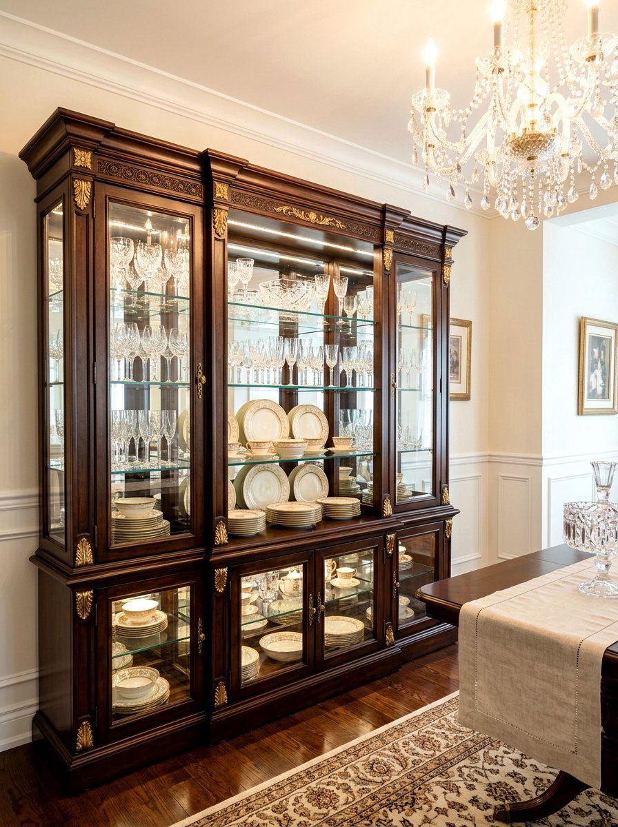 Mirror Backed Hutch - 30 dining room china display ideas