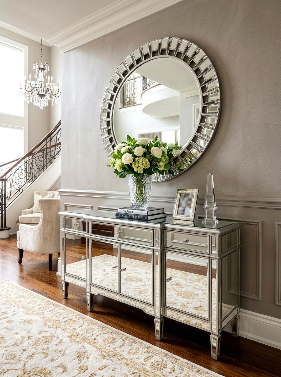 Mirror Console Table - 30 slim console apartment ideas