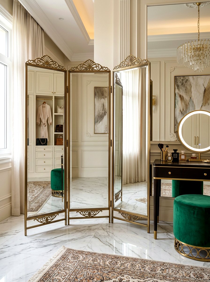 Mirror Folding Screen - 30 freestanding privacy panel ideas