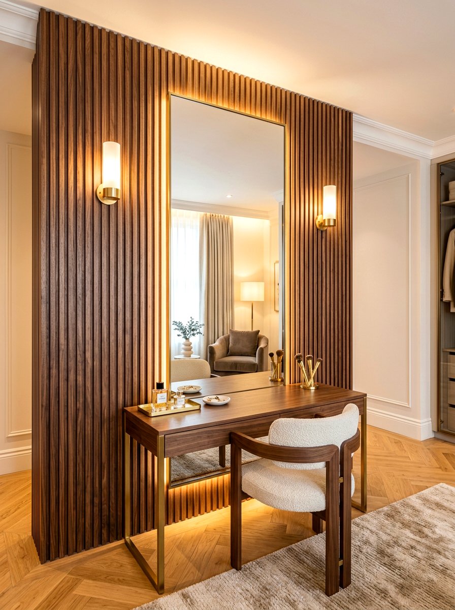 Mirror Framed Fluted Wall - 30 fluted wood wall ideas