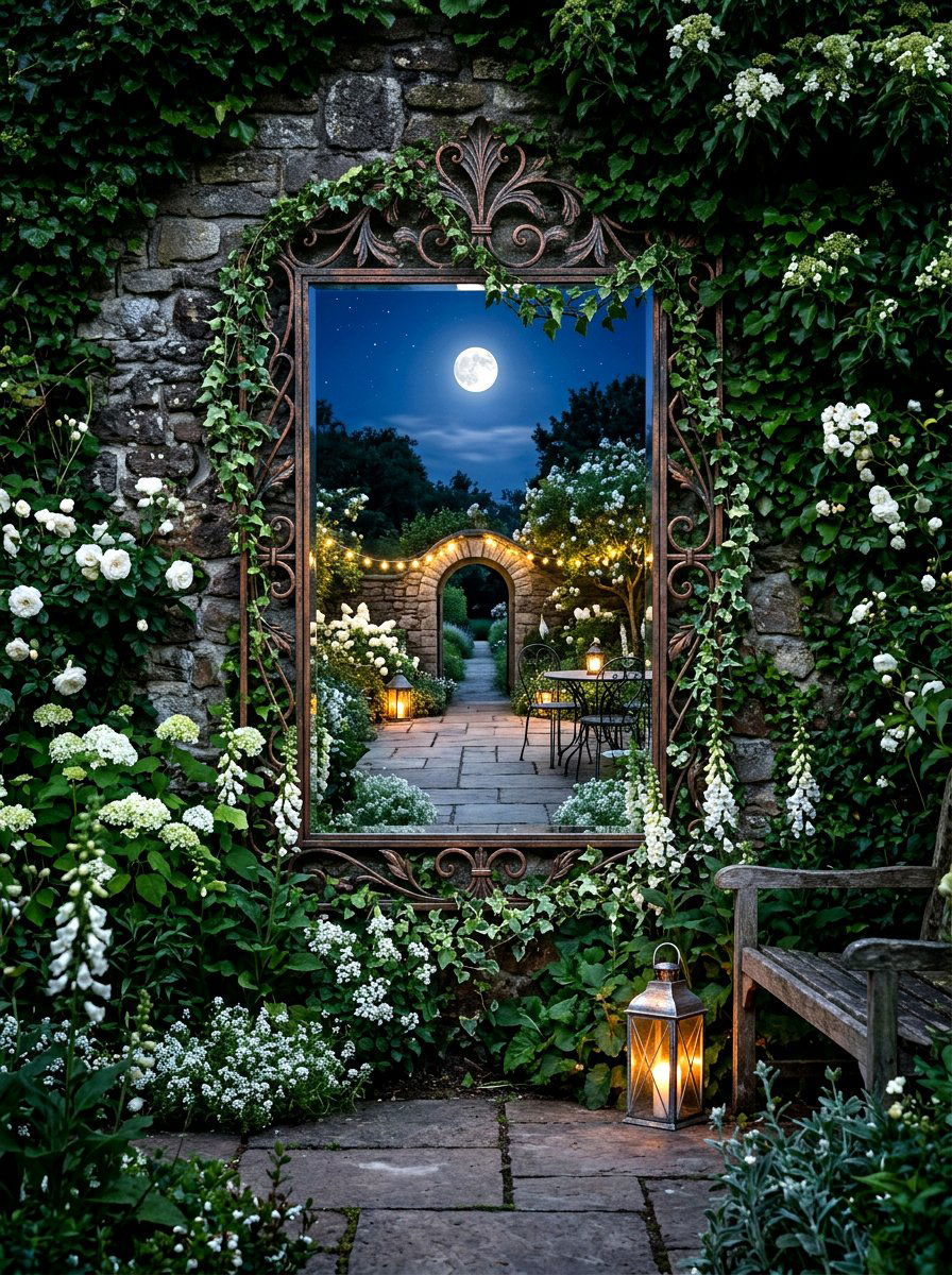 Mirror Garden Decor - 30 moonlight patio garden ideas