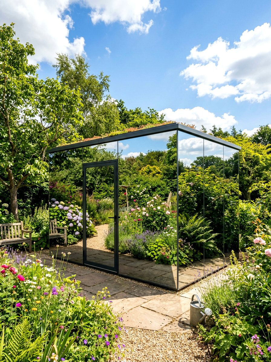 Mirror Glass Studio Shed - 30 modern shed ideas