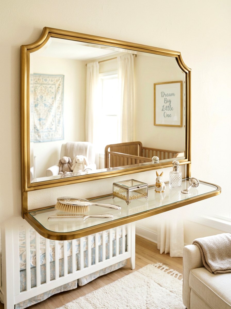 Mirror Nursery Shelf - 30 nursery shelf styling ideas
