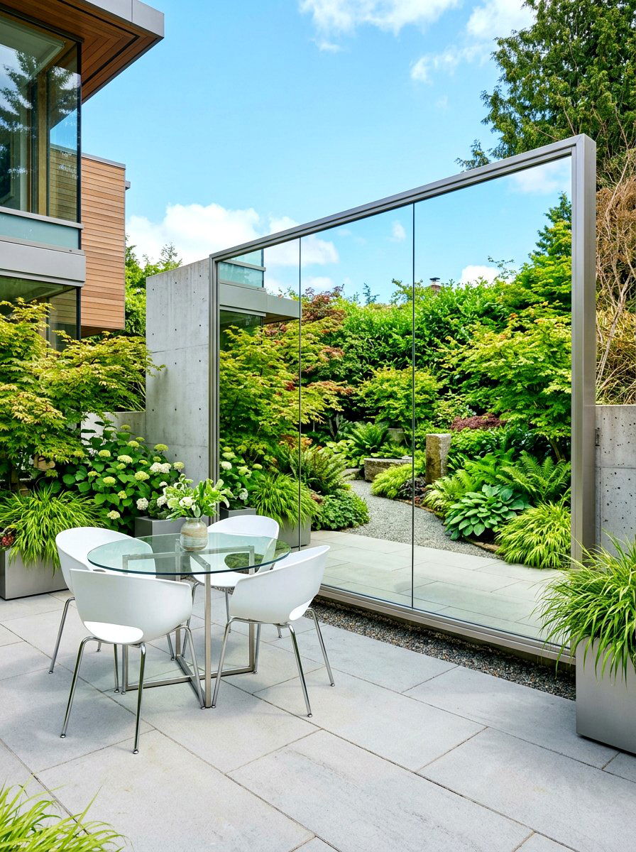 Mirror Privacy Wall - 30 courtyard privacy wall ideas