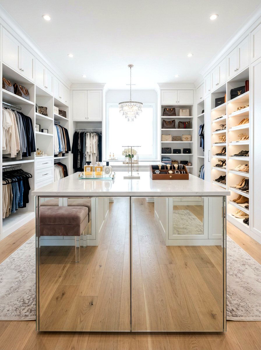 Mirror Sided Closet Island - 30 closet island ideas