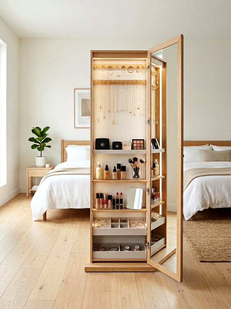 Mirror Storage Cabinet - 30 beauty product storage ideas