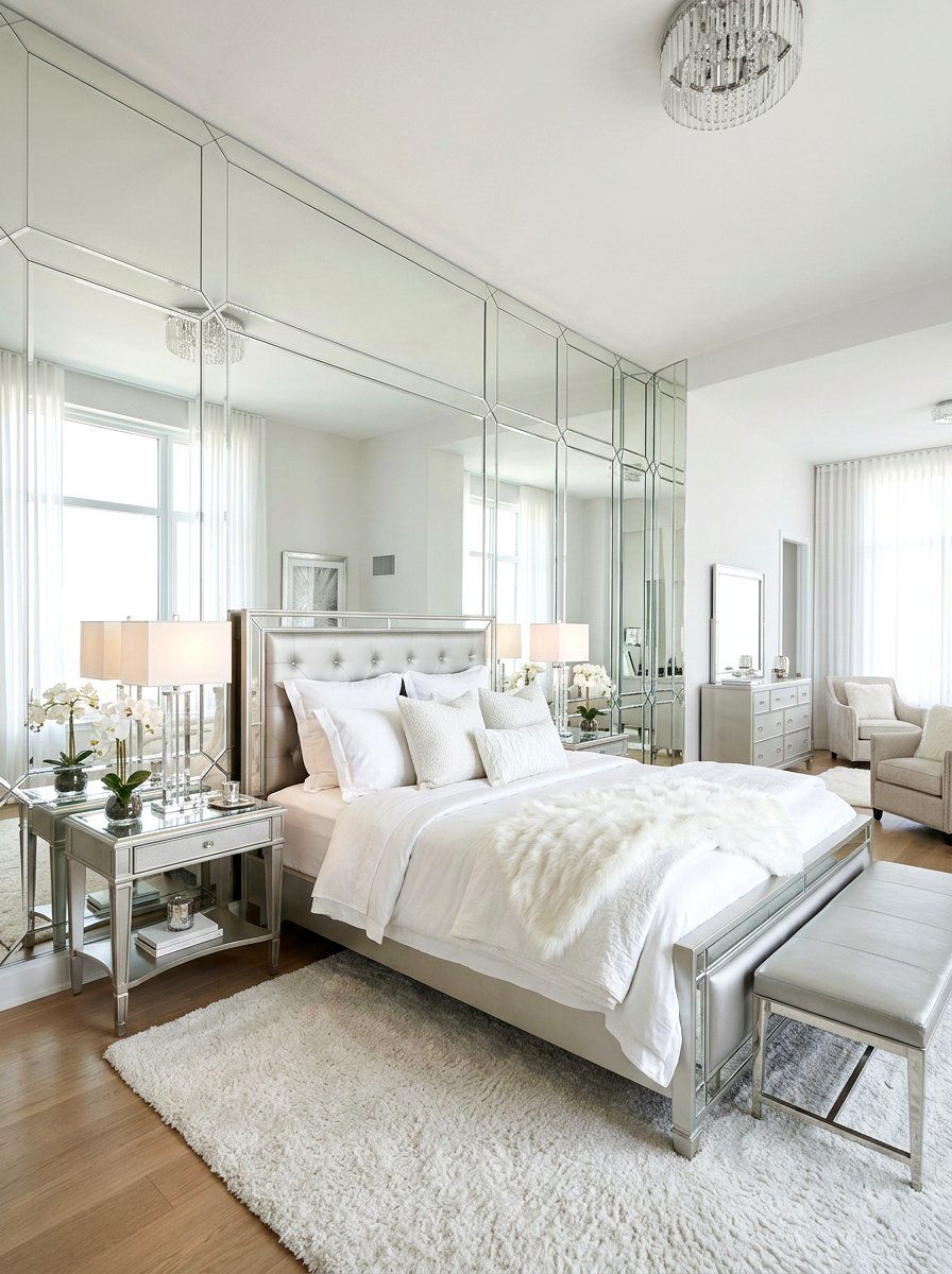 Mirror Wall Bedroom - 30 dreamy girly bedroom ideas