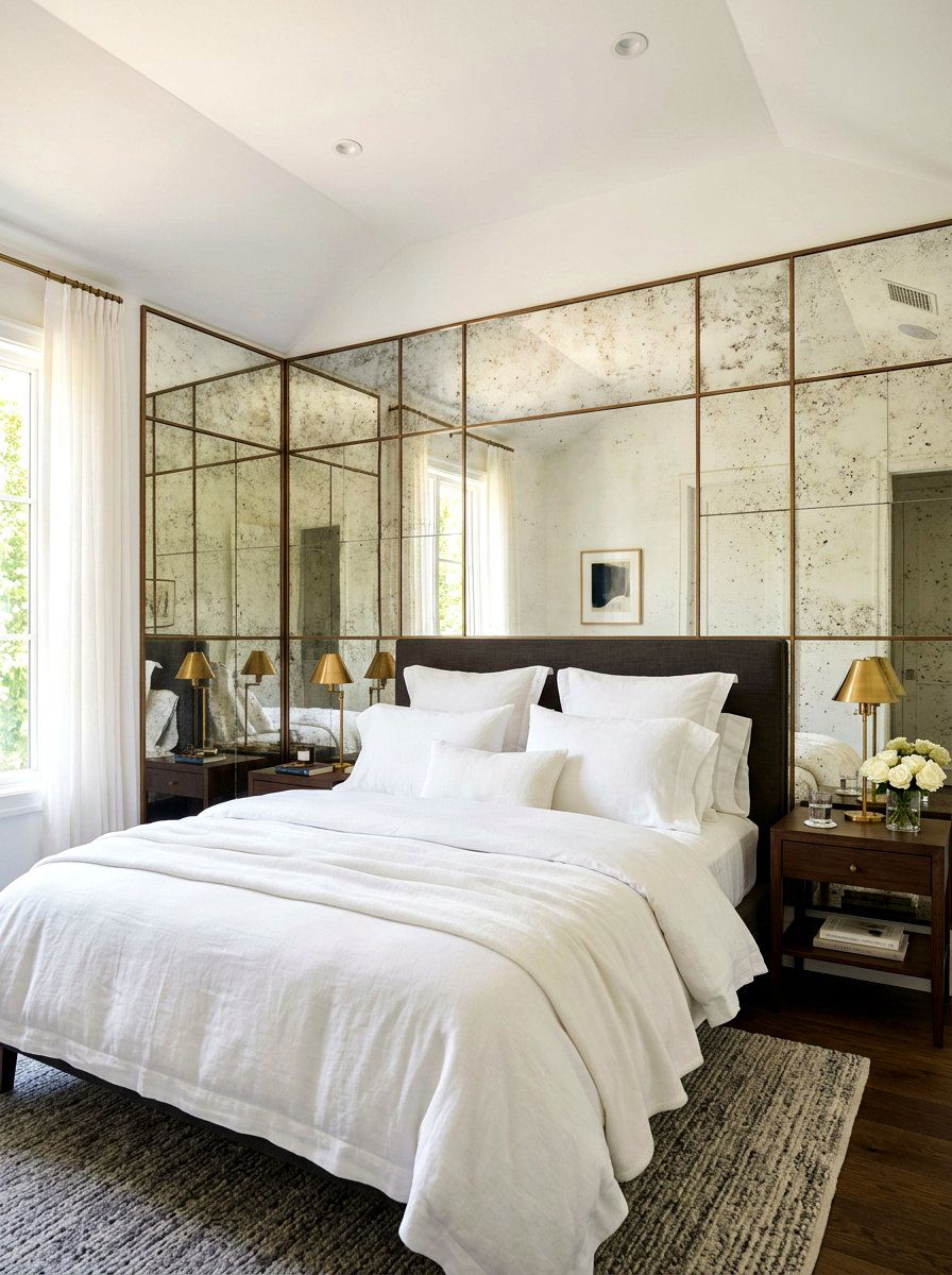 Mirror Wall Panel - 30 headboard wall ideas