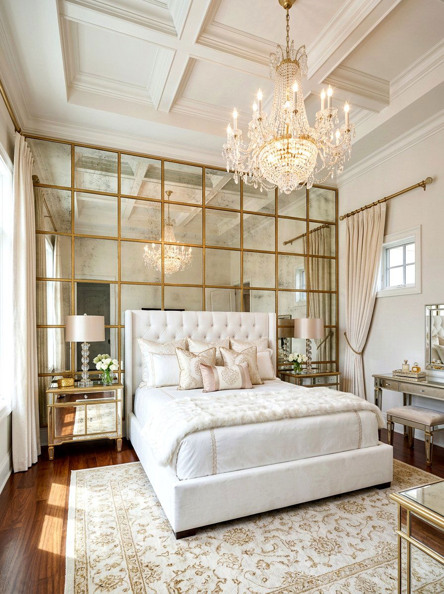 Mirror Wall Panel - 30 bedroom accent wall ideas