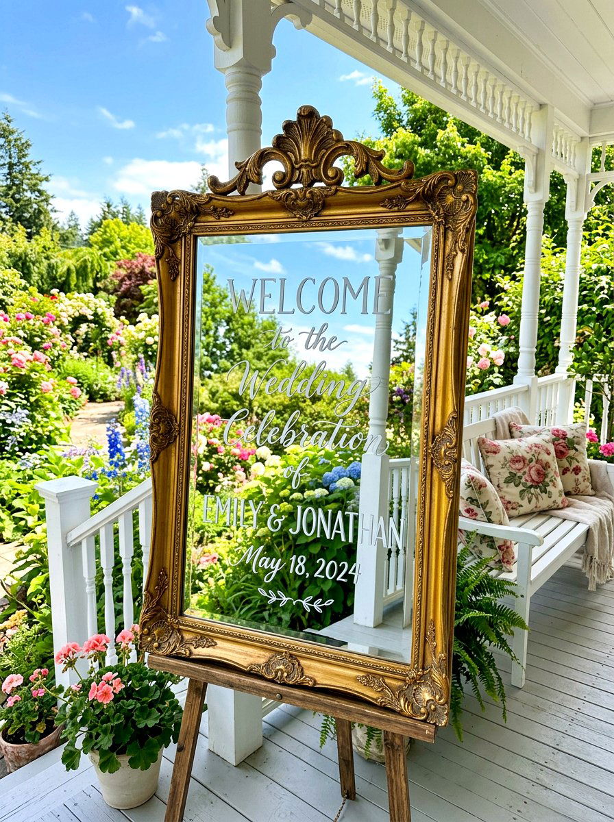Mirror Welcome Sign - 30 porch welcome sign ideas
