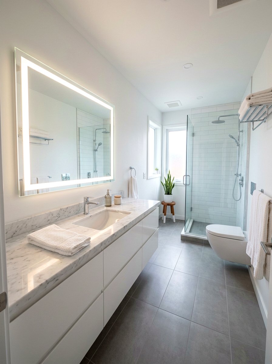 Mirror With Integrated Led - 30 no overhead light apartment ideas