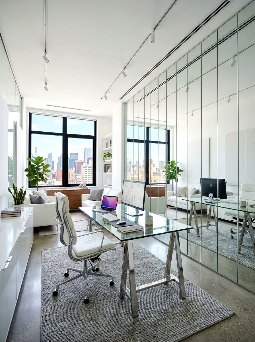 Mirror accent wall office - 30 office accent wall ideas