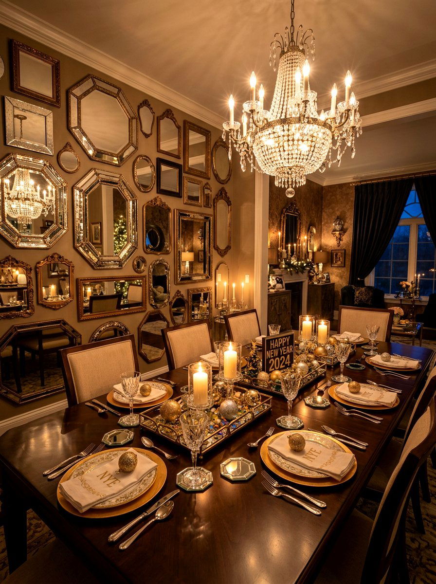 Mirror decor dining room - 30 New Year dining room ideas