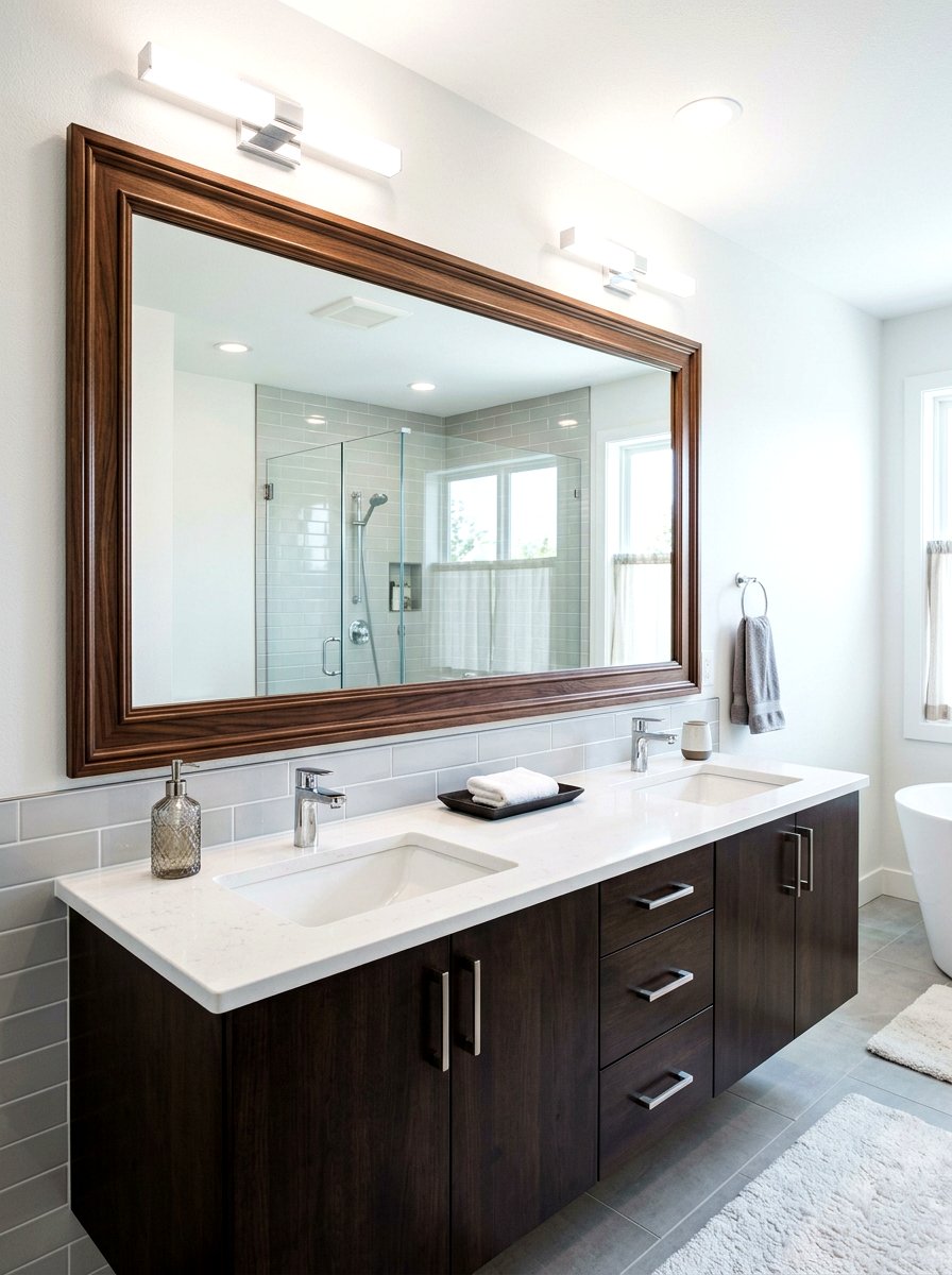 Mirror frame kit - 30 renter friendly bathroom decor ideas
