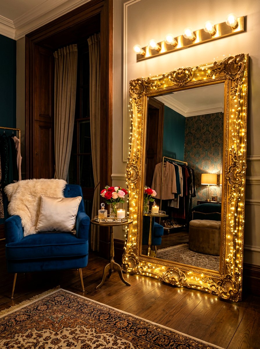 Mirror frame lights - 30 string light ideas
