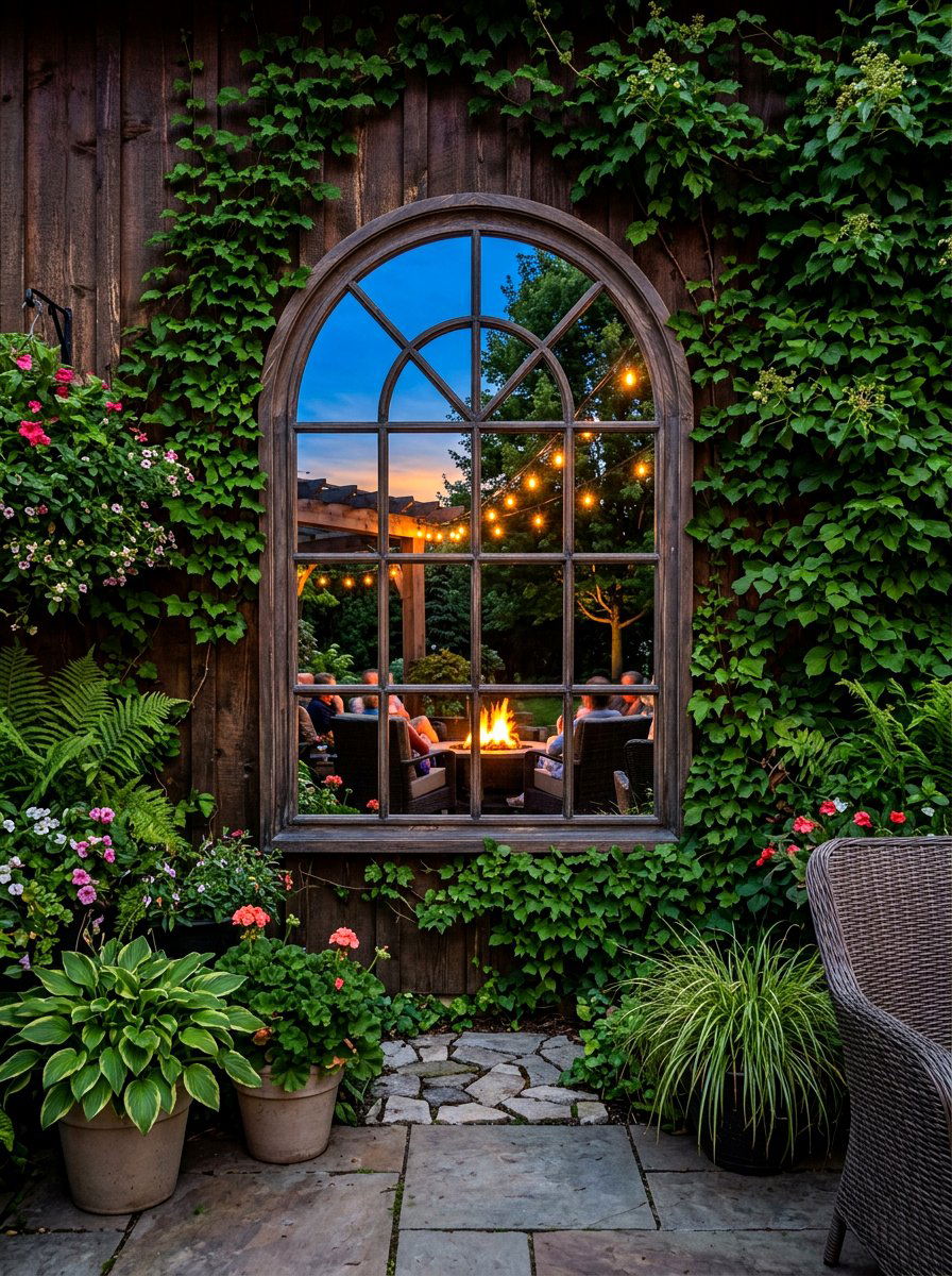 Mirror garden wall - 30 evening patio party ideas