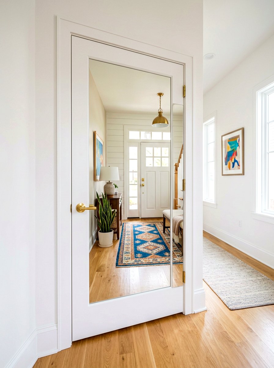 Mirror on closet door - 30 organizing a coat closet ideas