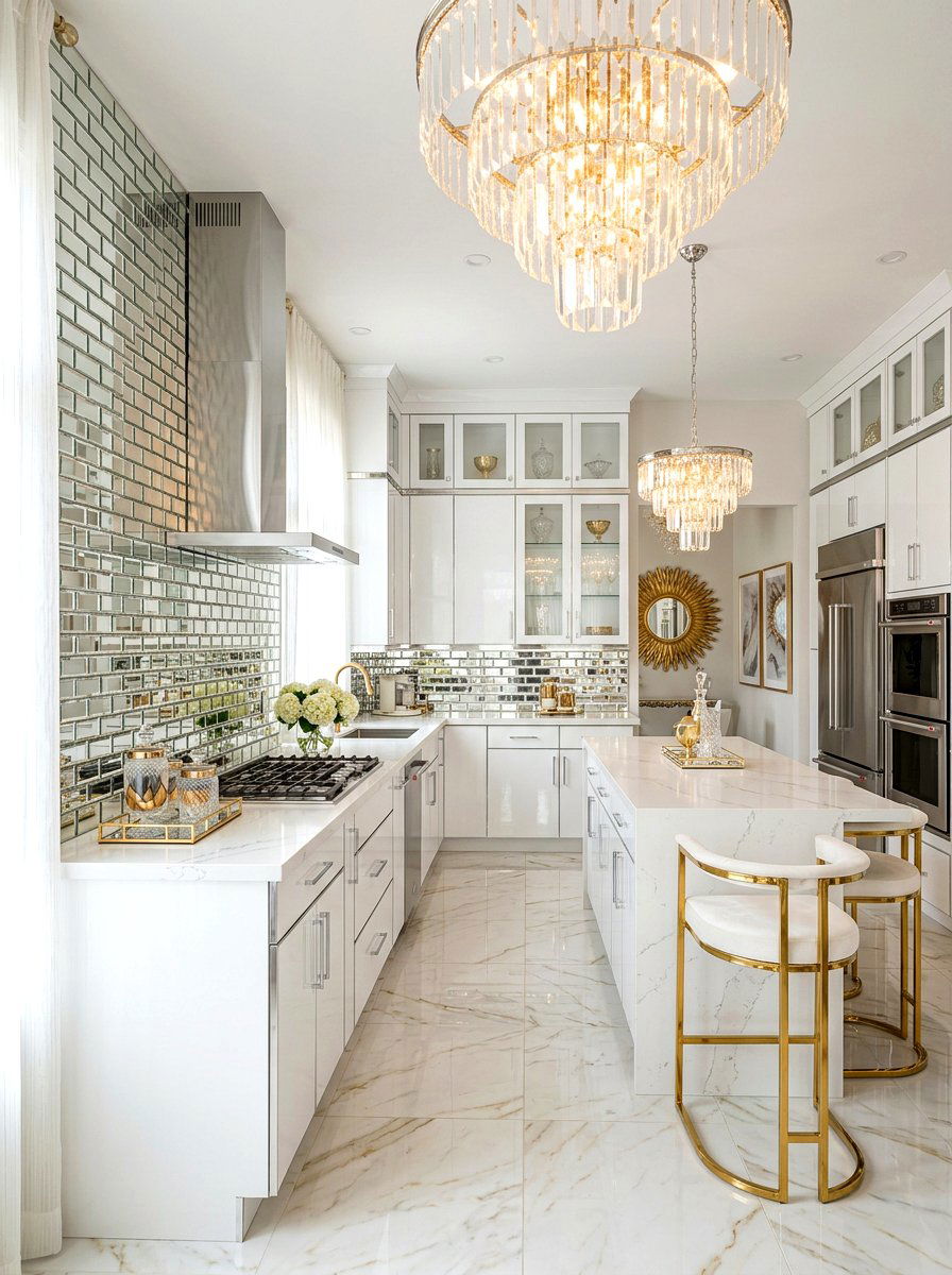 Mirror peel and stick tiles - 30 rental friendly kitchen backsplash ideas