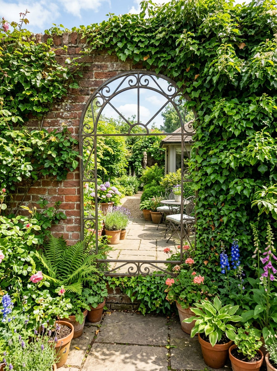 Mirror wall for small garden - 30 urban garden ideas