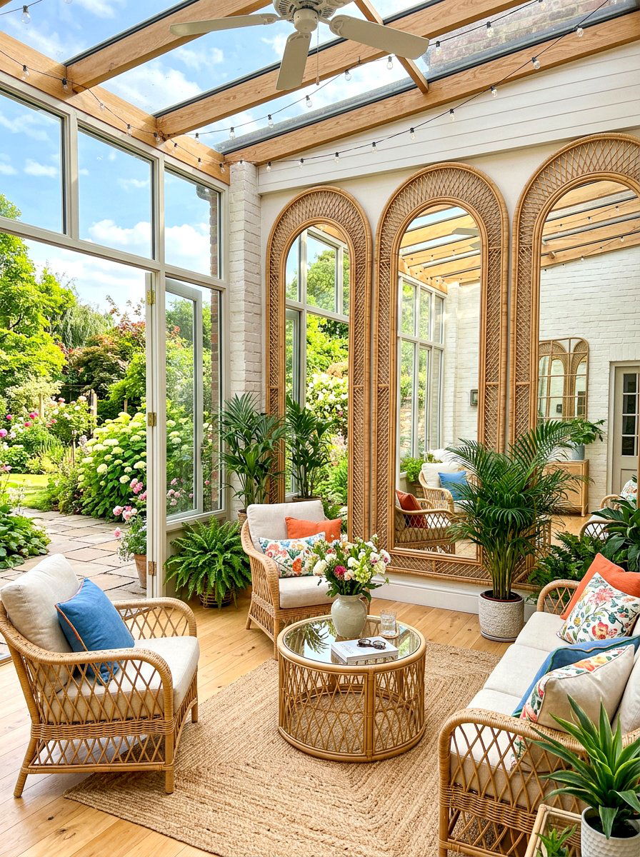 Mirror wall sunroom - 30 boho sunroom ideas