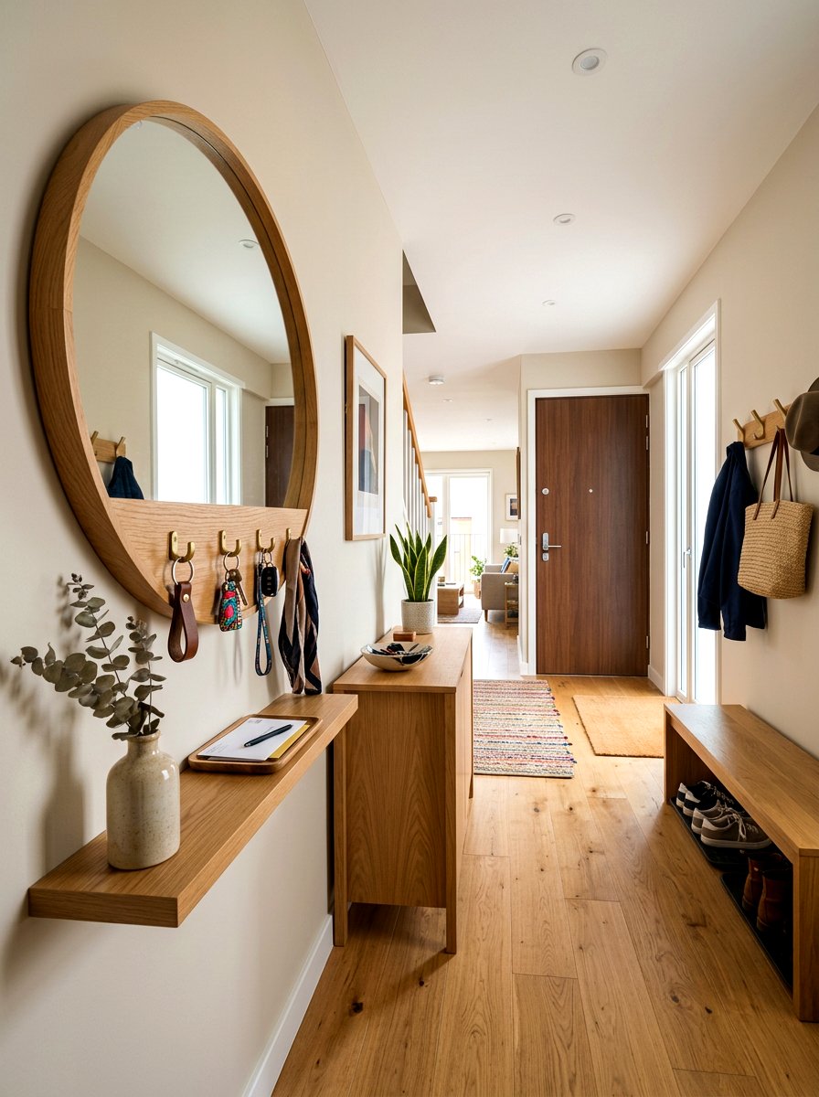 Mirror with key hooks - 30 key holder wall ideas