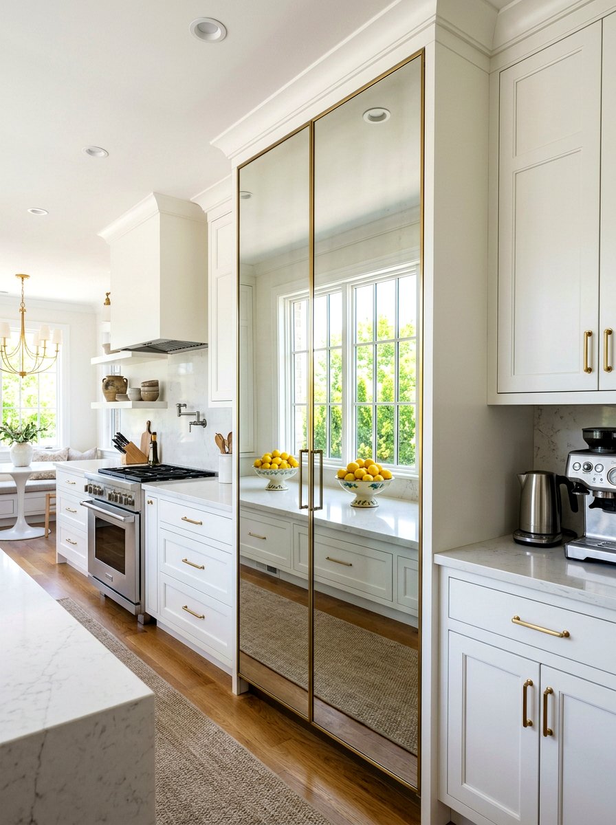 Mirrored Backsplash Appliance Garage - 30 hidden toaster garage ideas