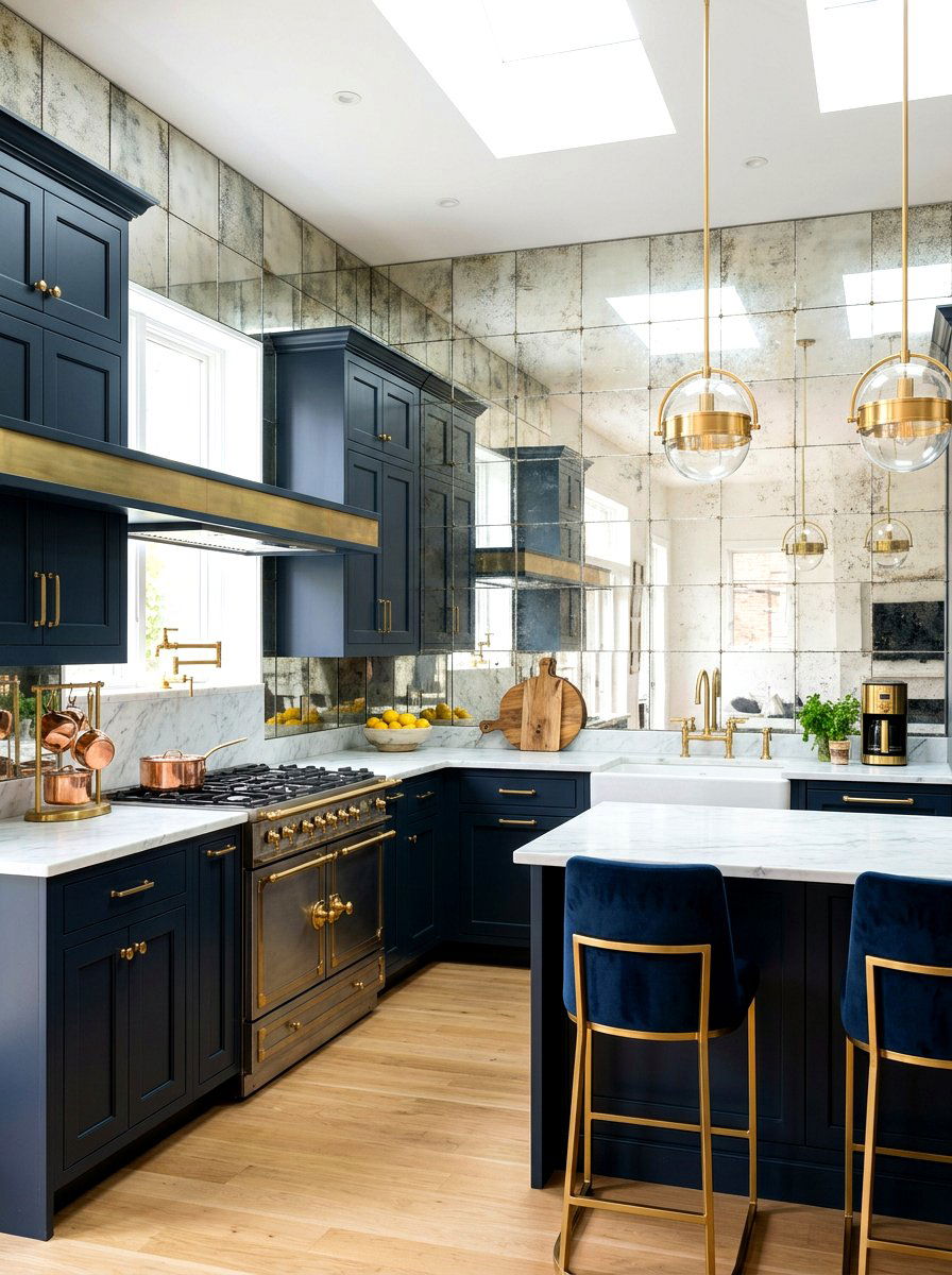 Mirrored Backsplash Kitchen - 30 playful maximalist decor ideas