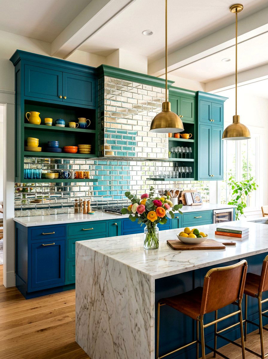 Mirrored Backsplash Tile - 30 maximalist kitchen ideas