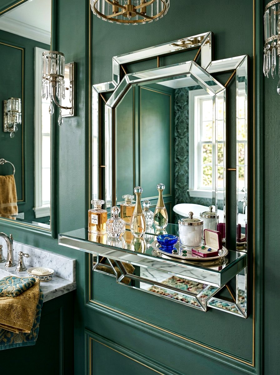 Mirrored Bathroom Wall Shelf - 30 bathroom shelf decor ideas