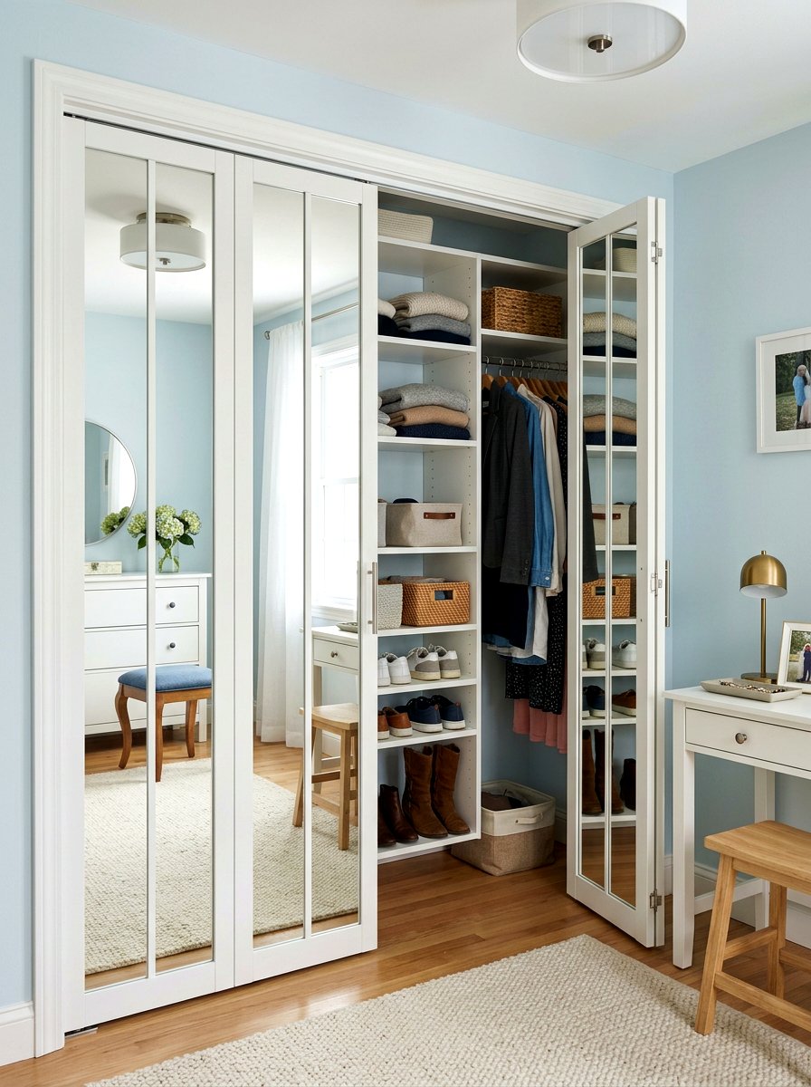 Mirrored Bifold Closet Door - 30 dressing room mirror wall ideas