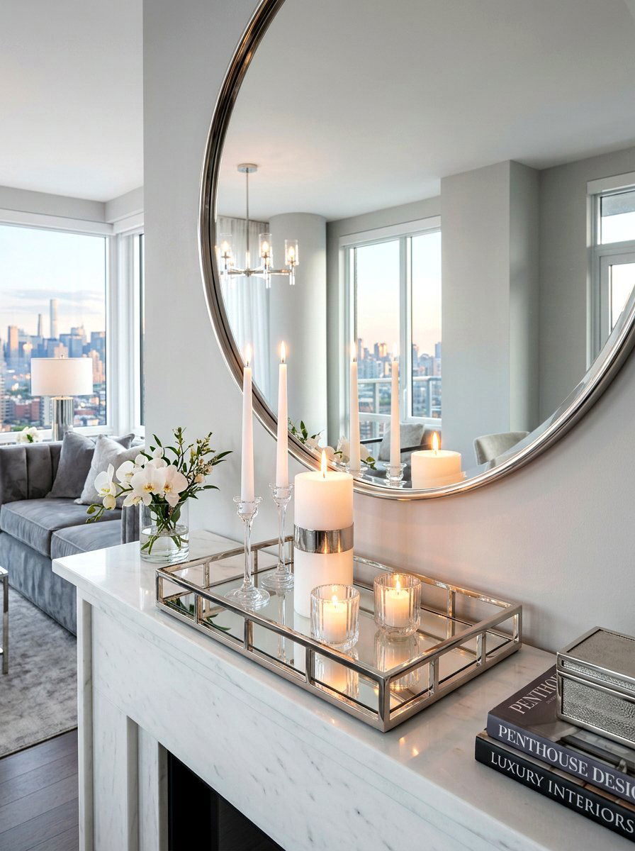 Mirrored Candle Tray - 30 mantel candle styling ideas