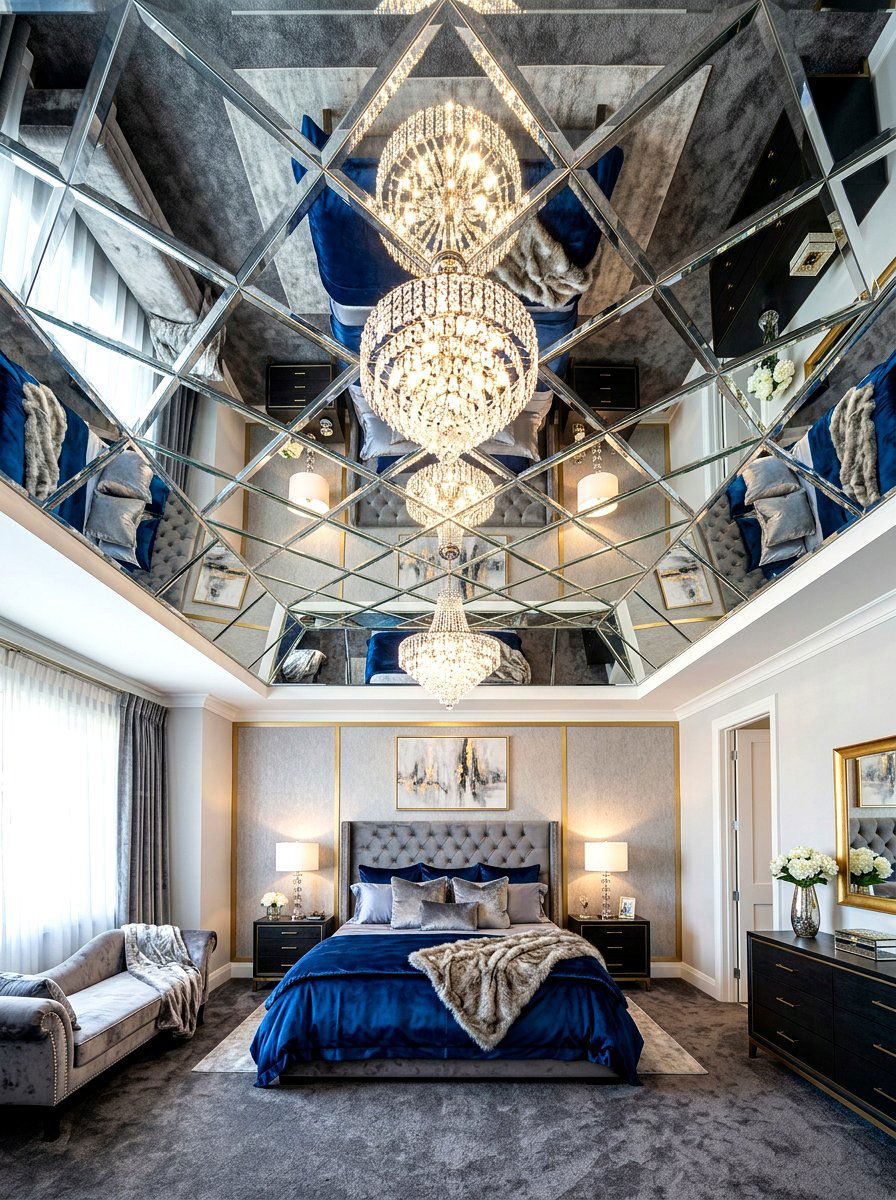 Mirrored Ceiling Panels - 30 bedroom ceiling ideas