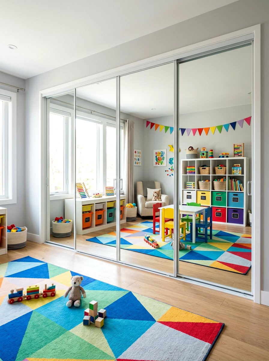 Mirrored Closet Door - 30 playroom closet ideas