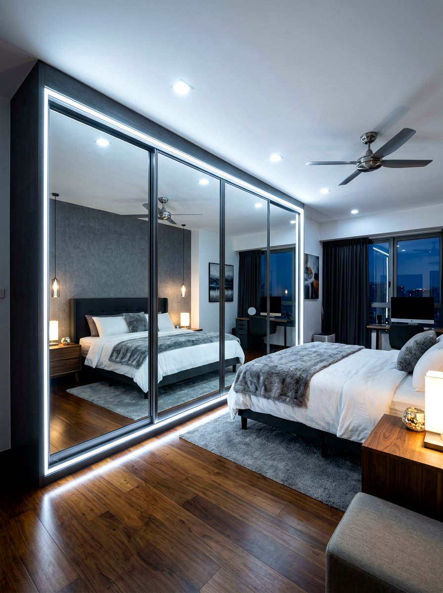 Mirrored Closet With LED Lighting - 30 mirrored closet ideas