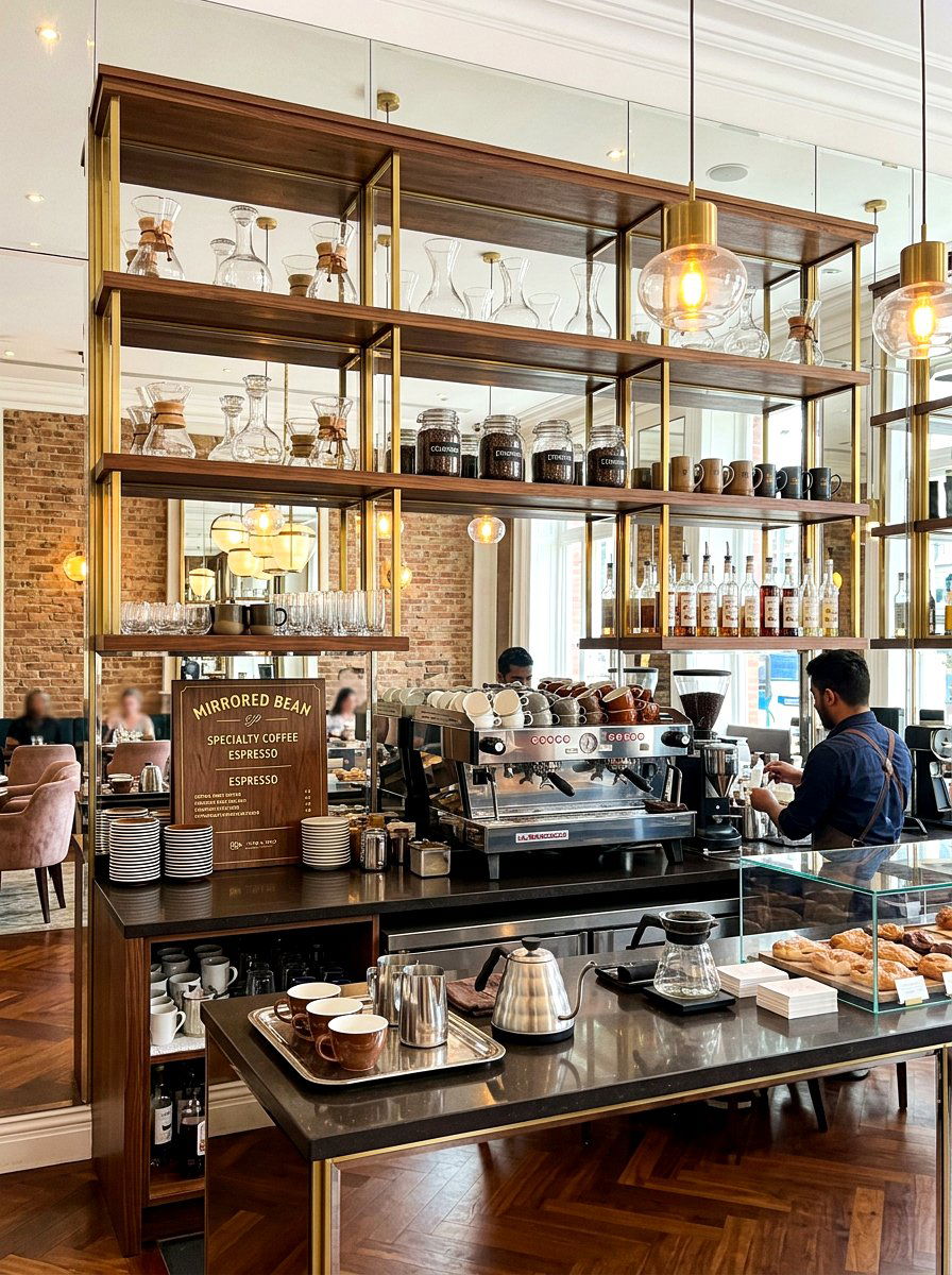 Mirrored Coffee Bar Shelves - 30 coffee station shelf styling ideas