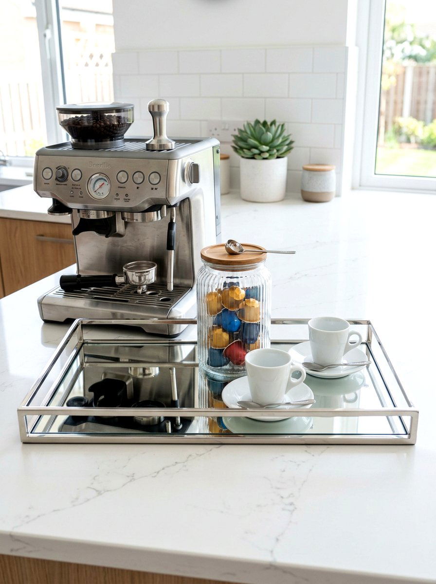 Mirrored Coffee Bar Tray - 30 coffee cart apartment ideas