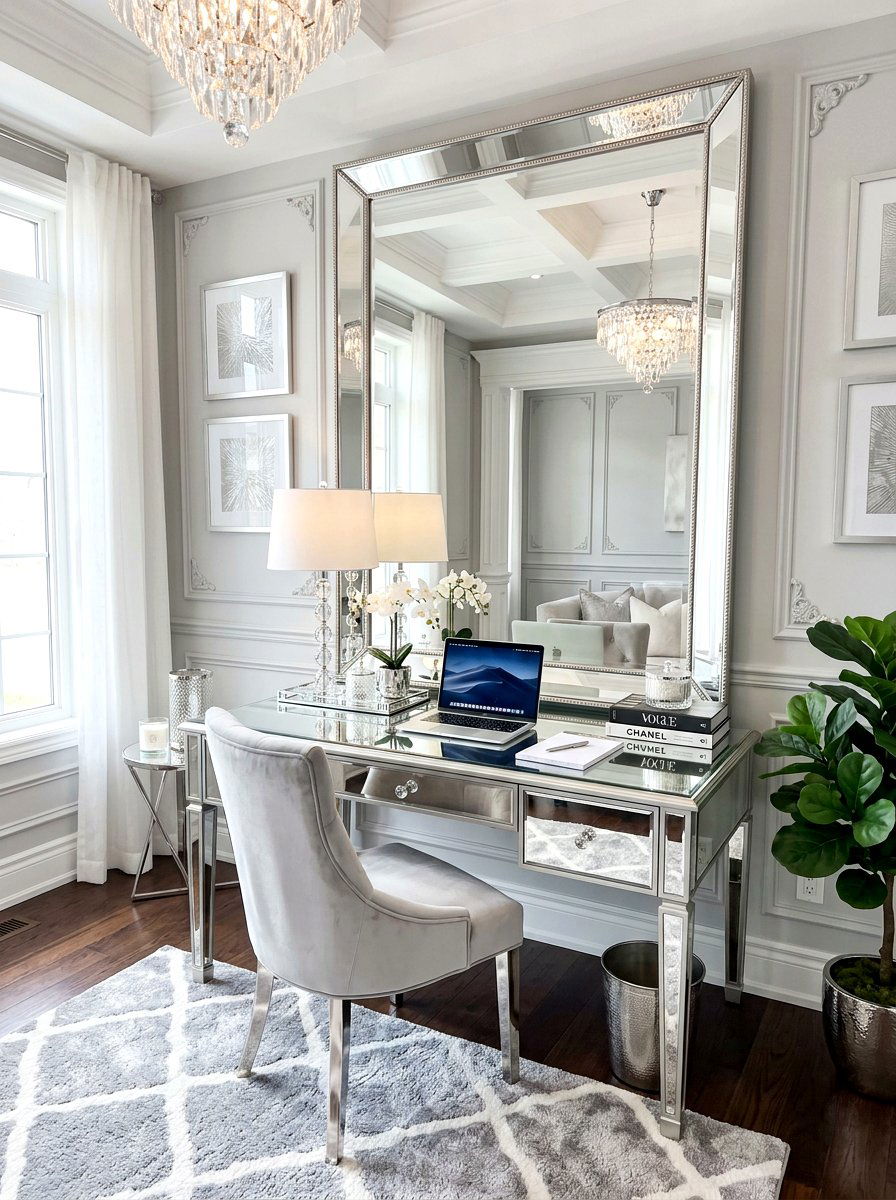Mirrored Desk Nook - 30 writing desk nook ideas