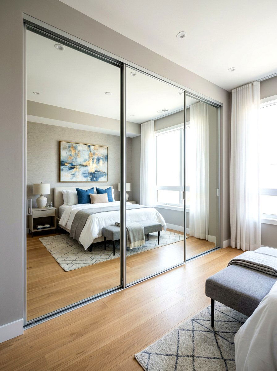 Mirrored Door Closet - 30 kids closet ideas