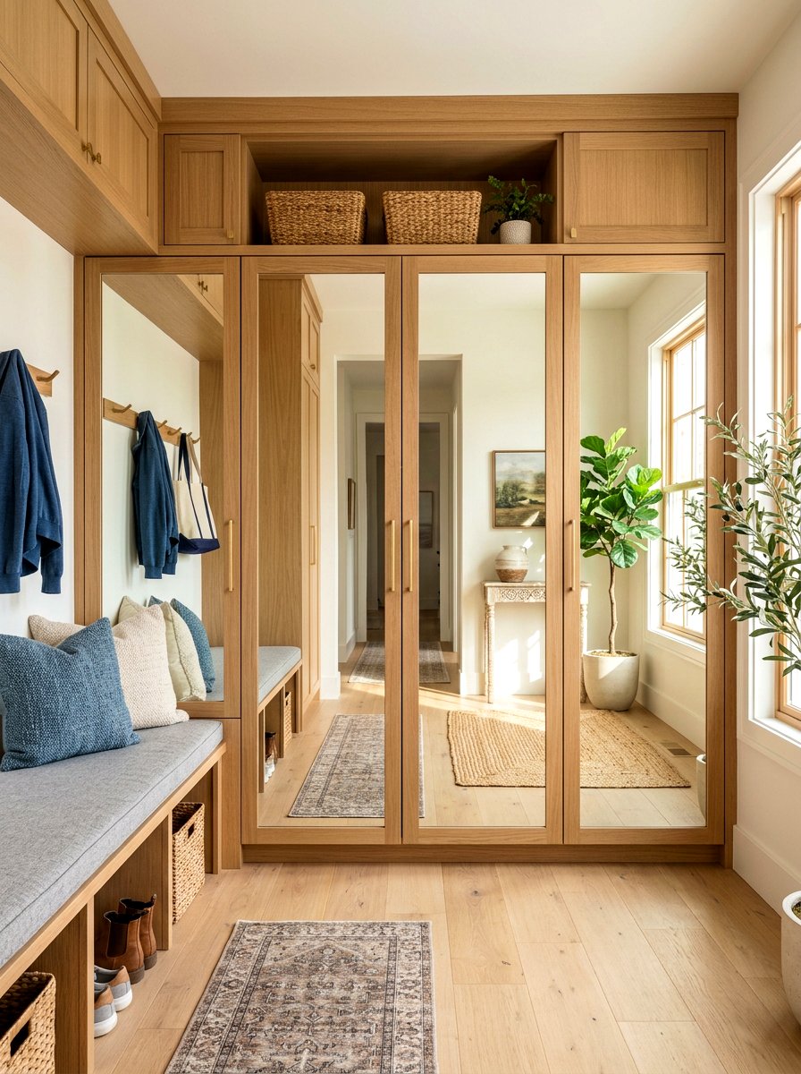 Mirrored Door Mudroom Locker Wall - 30 mudroom locker wall ideas
