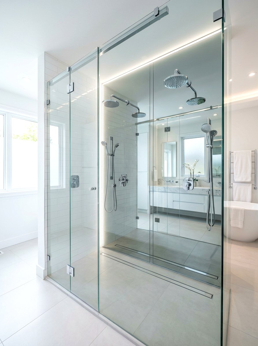 Mirrored Double Shower Wall - 30 double shower wall ideas