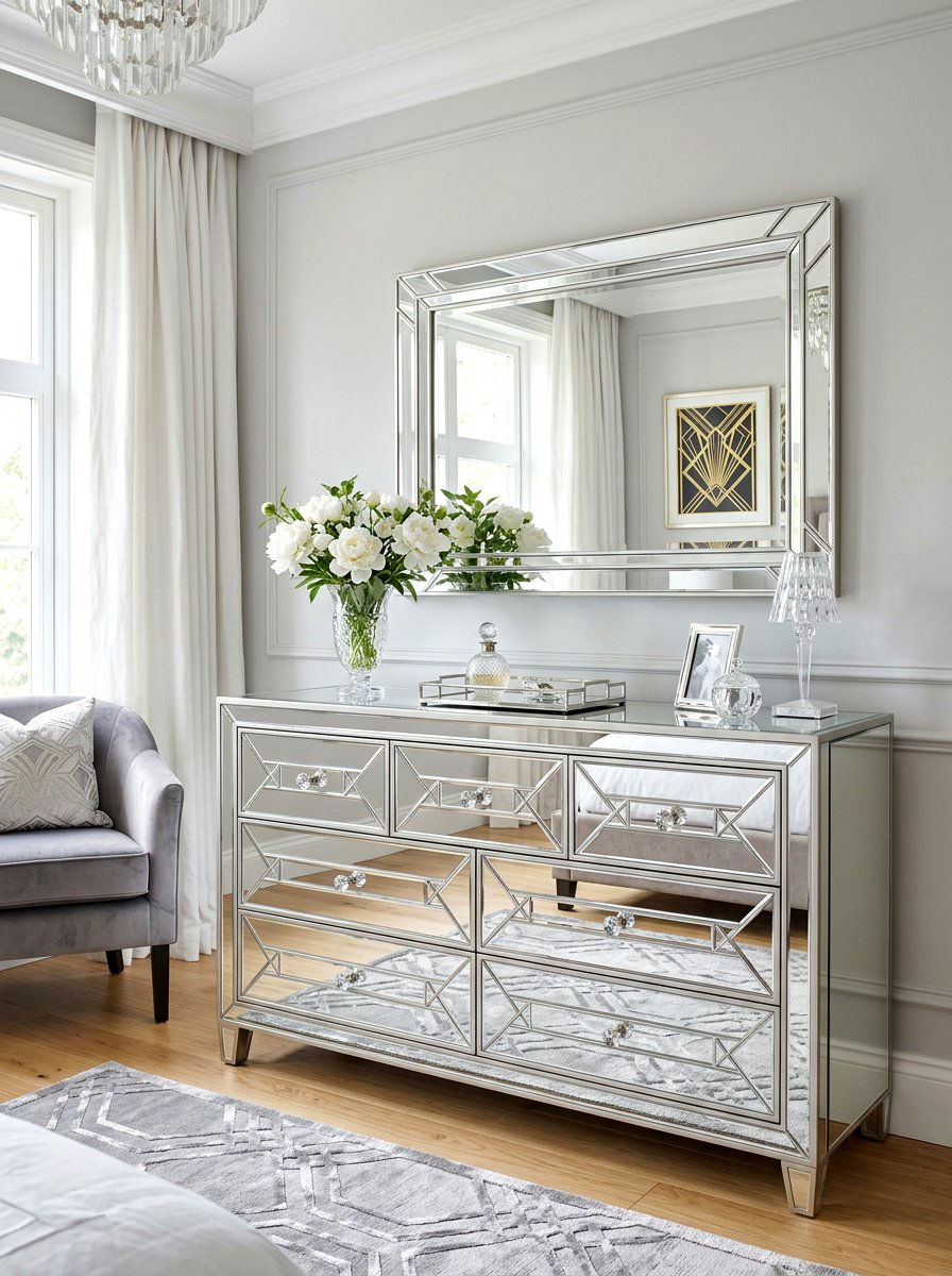 Mirrored Dresser - 30 guest room dresser ideas
