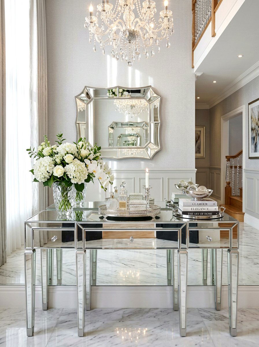 Mirrored Entry Table - 30 everyday entry table decor ideas