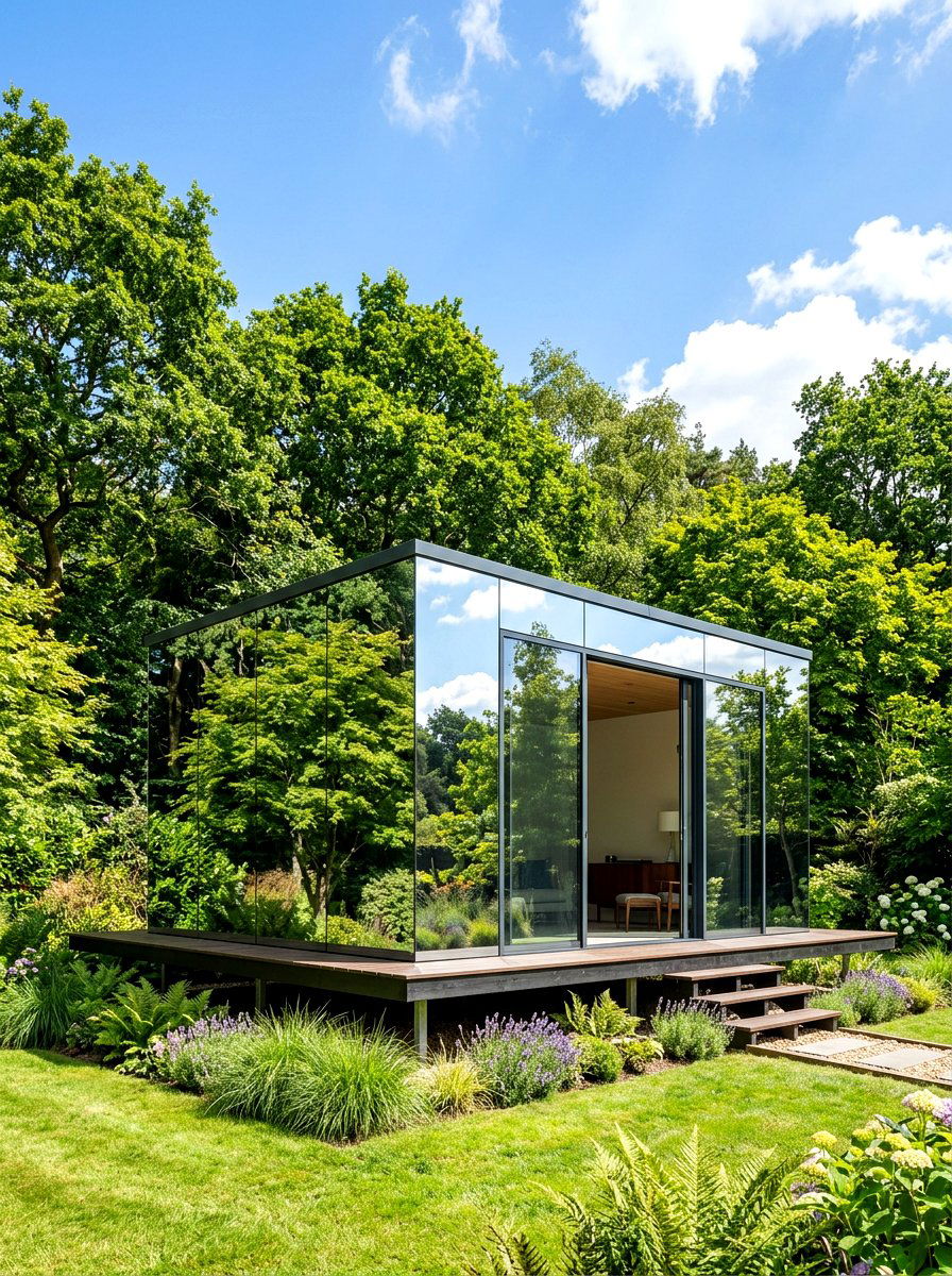 Mirrored Exterior Garden Room - 30 modern garden shed ideas
