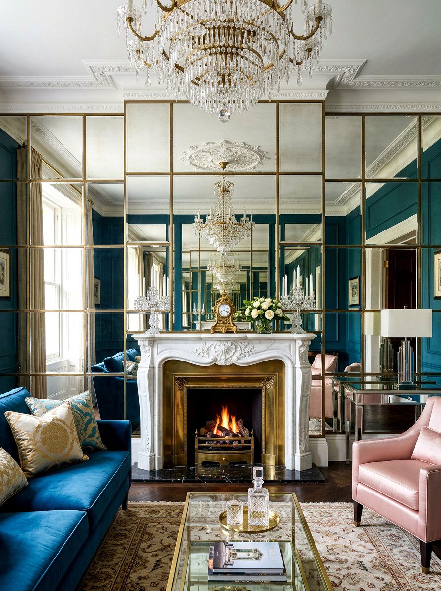 Mirrored Fireplace Wall - 30 fireplace wall living room ideas